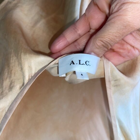 A L C  Womens Dress Size 4 Beige Amana Tie Dye Slip Gradient Sky Pure Viscose - Picture 4 of 9